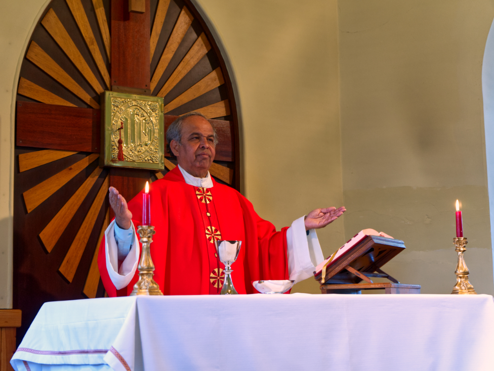 Father Bala celebrates the Holy Mass